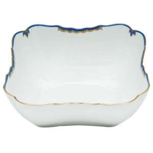 Herend Princess Victoria Blue Square Salad Bowl -10"