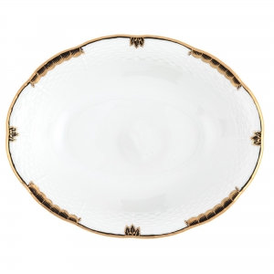 Herend Princess Victoria Black Oval Vegetable Dish