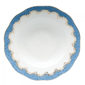 Herend Fishscale Blue Rim Soup Plate