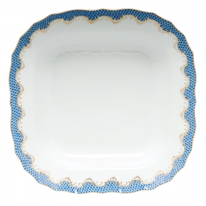 Herend Fishscale Blue Square Fruit Dish
