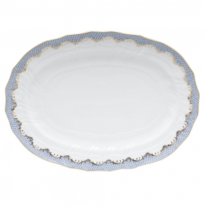 Herend Fishscale Light Blue Oval Platter - 15" x 11.5"