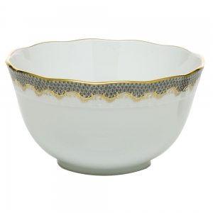 Herend Fishscale Gray Round Bowl - 7.5"