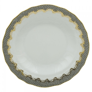 Herend Fishscale Gray Rim Soup Plate - 8"