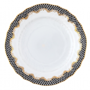 Herend Fish Scale Black Bread + Butter Plate - 6"