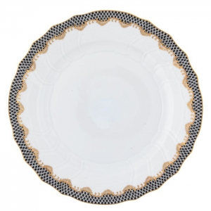 Herend Fish Scale Black Dinner Plate - 10.5"