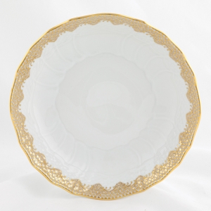 Herend Fishscale Gold Scalloped Dinner Bowl
