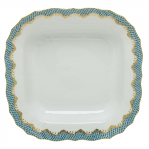 Herend Fishscale Turquoise Square Fruit Dish - 11"