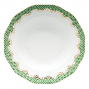 Herend Fishscale Jade Rim Soup Plate - 8"