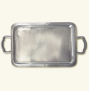 Match Pewter Lago Rectangular Tray w/ Handles - Medium