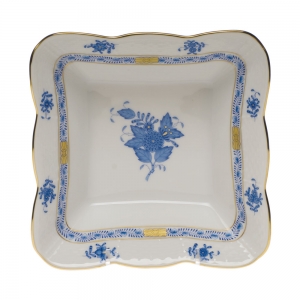 Herend Chinese Bouquet Blue Square Dish - 6.75"