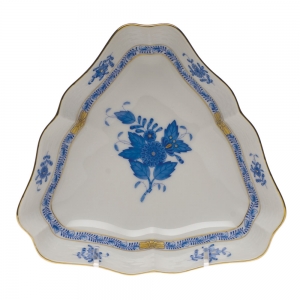 Herend Chinese Bouquet Blue Small Triangle Dish - 5.75"