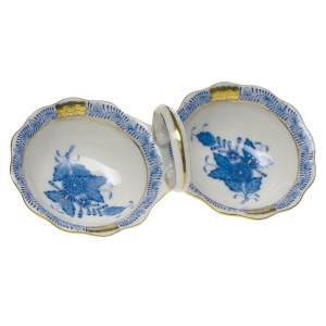 Herend Chinese Bouquet Blue Twin Salt