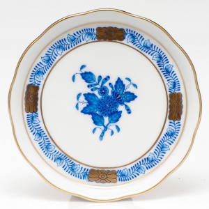 Herend Chinese Bouquet Blue Coaster 4"D