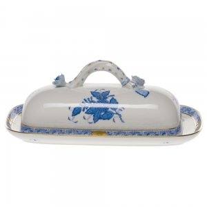 Herend Chinese Bouquet Blue Butter Dish w/Branch
