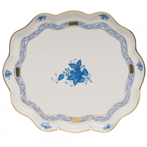 Herend Chinese Bouquet Blue Scallop Tray