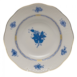 Herend Chinese Bouquet Blue Rim Soup Plate - 8"