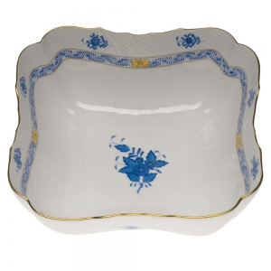 Herend Chinese Bouquet Blue Square Salad Bowl - 10"