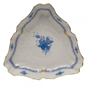 Herend Chinese Bouquet Blue Triangle Dish - 9.5"