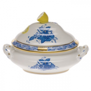 Herend Mini Tureen - Chinese Bouquet Blue w/ Lemon Finial
