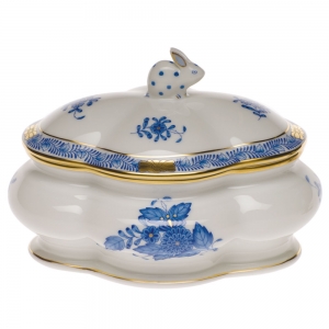 Herend Covered Bonbon w/ Bunny - Blue