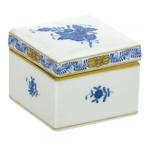 Herend Chinese Bouquet Blue Square Box