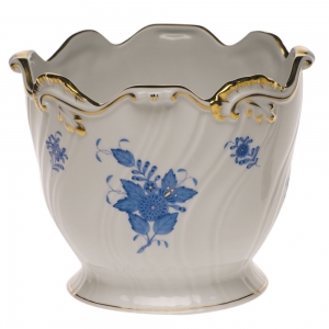Herend Ribbed Cachepot - Blue