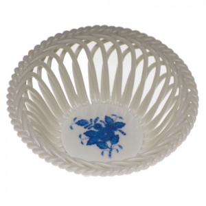 Herend Chinese Bouquet Blue Medium Openwork Basket