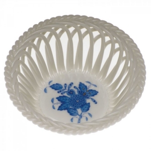 Herend Chinese Bouquet Blue Small Openwork Basket