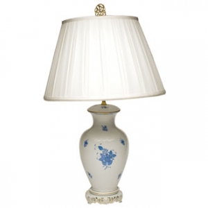 Herend Chinese Bouquet Blue Basketweave Lamp - 30"