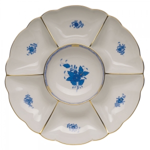 Herend Sectioned Appetizer Dish - Blue
