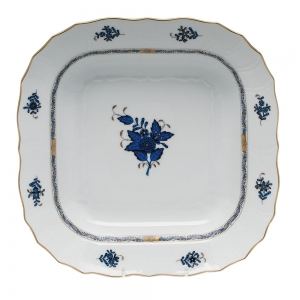 Herend Chinese Bouquet Black Sapphire Square Fruit Dish - 11"