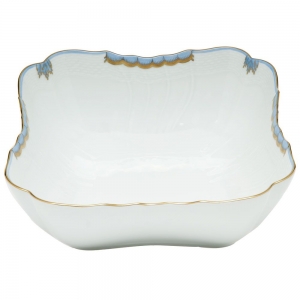 Herend Princess Victoria Light Blue Square Salad Bowl - 10"