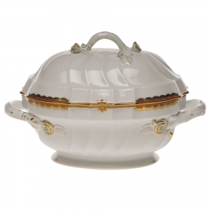 Herend Princess Victoria Rust Tureen W/Branch - 2 Qt