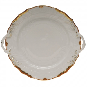 Herend Princess Victoria Rust Chop Plate W/Handles -12"