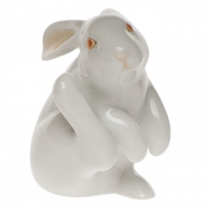 Herend Scratching Bunny White w/Slight Coloration