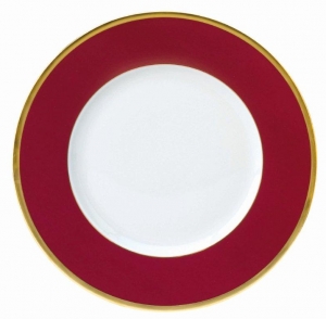 Les Indiennes Matte Gold Filet Raspberry Dessert Plate Les Indiennes Matte Gold Filet Raspberry Dessert Plate