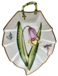 Anna Weatherley Pink Bell Flower Leaf Plate