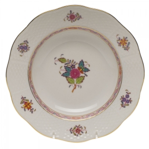 Herend Chinese Bouquet Multicolor Rim Soup Plate8"D