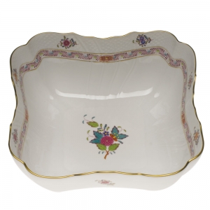 Herend Chinese Bouquet Multicolor Square Salad Bowl10"Sq
