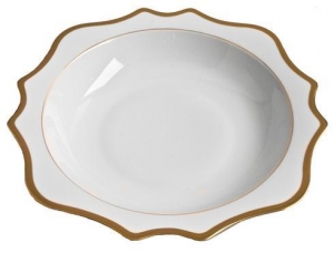 Anna Weatherley Antique White w /Gold Filet Salad Bowl - 13"