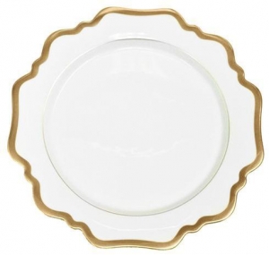 Anna Weatherley Antique White w /Gold Filet Dessert Plate - 8.25"