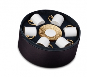 L'Objet Aegean Gold Espresso Cup +Saucer(Gift Box of 6)