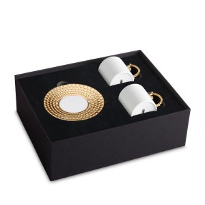 L'Objet Aegean Gold Espresso Cup + Saucer - Set 2