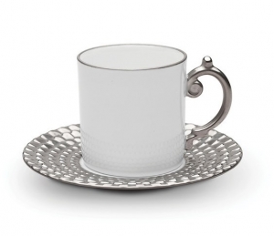 L'Objet Aegean Platinum Espresso Cup + Saucer