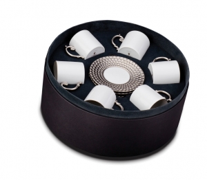 L'Objet Aegean Platinum Espresso Cup +Saucer(Gift Box of 6)