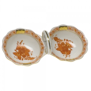 Herend Chinese Bouquet Rust Twin Salt