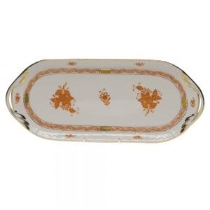 Herend Chinese Bouquet Rust Sandwich Tray14.5"L X 6"W
