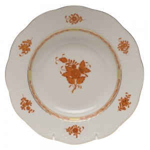 Herend Chinese Bouquet Rust Rim Soup Plate