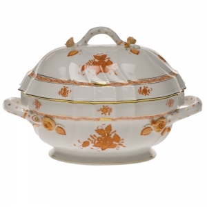 Herend Chinese Bouquet Rust Tureen W/Branch(2 Qt) 9.5"H