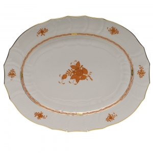 Herend Chinese Bouquet Rust Turkey Platter18"L X 14.5"W